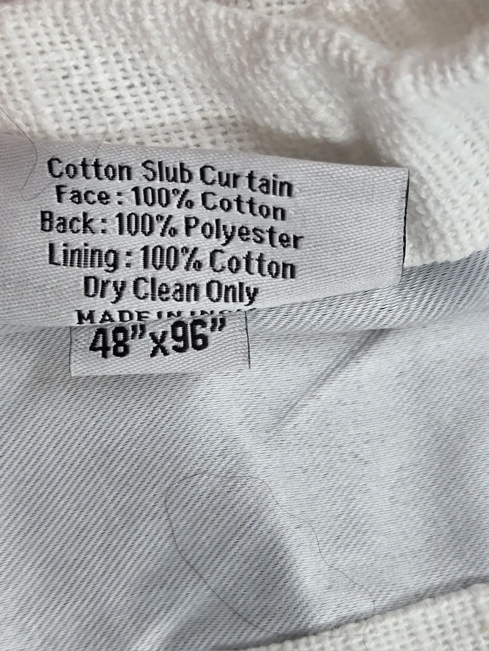QUINCE Set Of 2 48x96 Cotton Slub Blackout Curtains White 0741